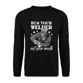 Welder slogan design for metal workers - Unisex Sweatshirt - black - Front - Alina (178cm) & Michal (187cm)