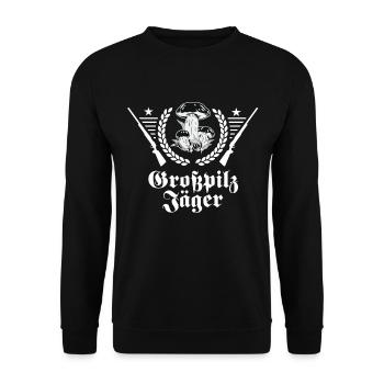 Pilze sammeln Schwammerl suchen für Pilzsammler - Unisex Pullover - Schwarz - Vorne - Alina (178cm) & Michal (187cm)