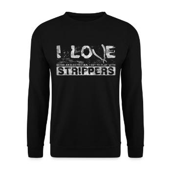 J’aime les strip-teaseuses drôles d’électricien - Sweat-shirt Unisexe - noir - Devant - Alina (178cm) & Michal (187cm)