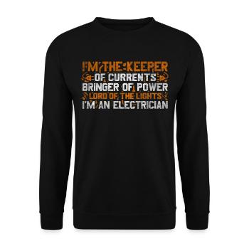 Im The Keeper Of Current Elektriker - Unisex Pullover - Schwarz - Vorne - Alina (178cm) & Michal (187cm)