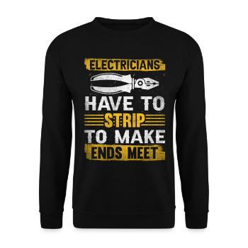Les électriciens se déshabillent pour joindre les deux bouts avec Elektriker - Sweat-shirt Unisexe - noir - Devant - Alina (178cm) & Michal (187cm)