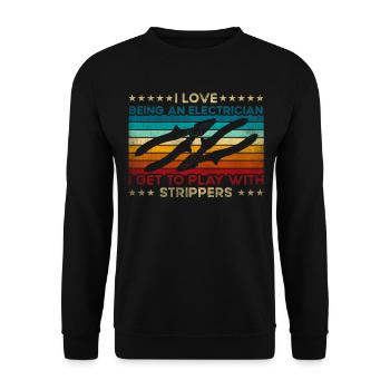 J’aime les strip-teaseuses drôles d’électricien - Sweat-shirt Unisexe - noir - Devant - Alina (178cm) & Michal (187cm)