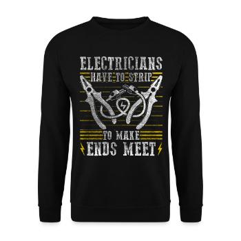 Les électriciens se déshabillent pour joindre les deux bouts avec Elektriker - Sweat-shirt Unisexe - noir - Devant - Alina (178cm) & Michal (187cm)