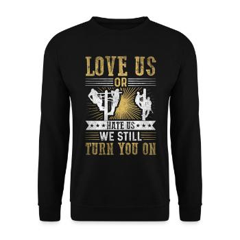 Nous vous allumons toujours électricien - Sweat-shirt Unisexe - noir - Devant - Alina (178cm) & Michal (187cm)
