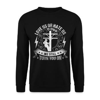 Nous vous allumons toujours électricien - Sweat-shirt Unisexe - noir - Devant - Alina (178cm) & Michal (187cm)