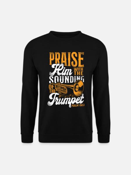 Trumpet Player Vintage Praise Him - Unisex Pullover - Schwarz