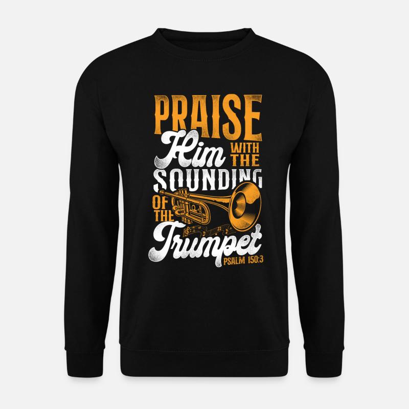 Trumpet Player Vintage Praise Him - Unisex Pullover - Schwarz