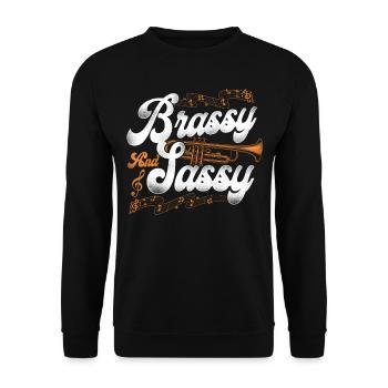 Trumpet Player Girl Vintage Brassy - Unisex Sweatshirt - black - Front - Alina (178cm) & Michal (187cm)