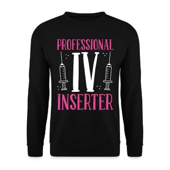 Nurse Professional IV Inserter Cardiac Nursing - Unisex Sweatshirt - black - Front - Alina (178cm) & Michal (187cm)