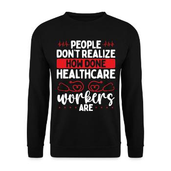 Nurse Healthcare Worker Cardiac Nursing - Unisex Sweatshirt - black - Front - Alina (178cm) & Michal (187cm)