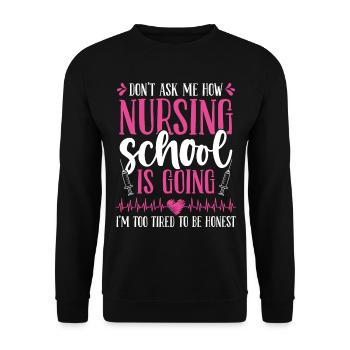 Nursing School Graduate Funny Nurse Graduation - Unisex Sweatshirt - black - Front - Alina (178cm) & Michal (187cm)