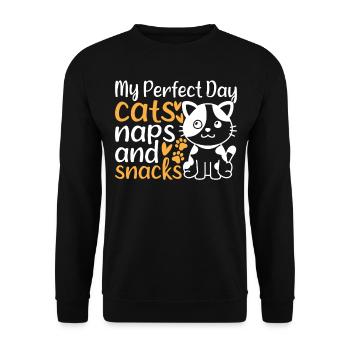 Propriétaire de chat I My Perfect Day Cats Nickerc - Sweat-shirt Unisexe - noir - Devant - Alina (178cm) & Michal (187cm)