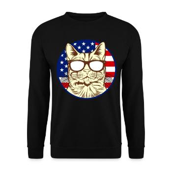 Cat with America flag I cat lover ameri - Unisex Sweatshirt - black - Front - Alina (178cm) & Michal (187cm)