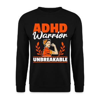 ADHS-Krieger Unzerbrechlich Anders Denken - Unisex Pullover - Schwarz - Vorne - Alina (178cm) & Michal (187cm)