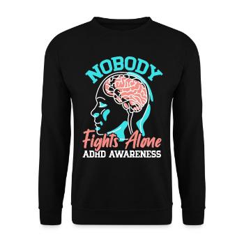 No one fights alone ADHD consciousness Neurodivers - Unisex Sweatshirt - black - Front - Alina (178cm) & Michal (187cm)