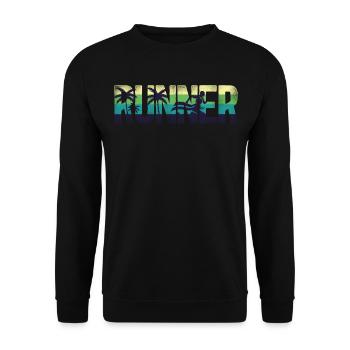 Running Runner Half Marathon Retro - Unisex Sweatshirt - black - Front - Alina (178cm) & Michal (187cm)