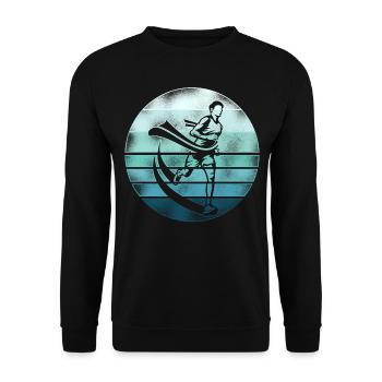 Running Runner Half Marathon Retro - Unisex Sweatshirt - black - Front - Alina (178cm) & Michal (187cm)