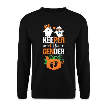 Keeper Of The Gender Reveal Baby Halloween Party - Unisex Sweatshirt - black - Front - Alina (178cm) & Michal (187cm)