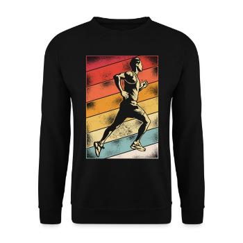 Running Runner Half Marathon Retro - Unisex Sweatshirt - black - Front - Alina (178cm) & Michal (187cm)