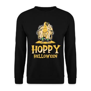 Ghost Beer Mug Funny Hoppy Halloween - Unisex Sweatshirt - black - Front - Alina (178cm) & Michal (187cm)