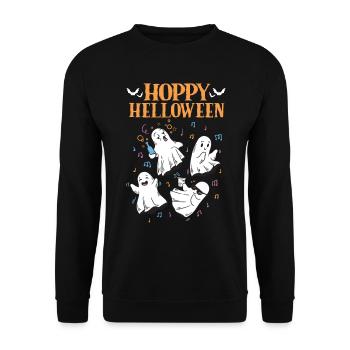 Ghost Beer Mug Funny Hoppy Halloween - Unisex Sweatshirt - black - Front - Alina (178cm) & Michal (187cm)