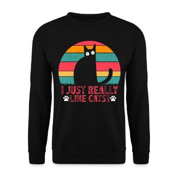Amoureux des chats Drôle Propriétaire de chat J’aime juste les chats - Sweat-shirt Unisexe - noir - Devant - Alina (178cm) & Michal (187cm)