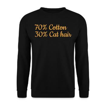 Drôle de chat I 70% Coton 30% Poils de chat I Lus - Sweat-shirt Unisexe - noir - Devant - Alina (178cm) & Michal (187cm)