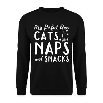 Amoureux des chats I My Perfect Day Cat Nicker - Sweat-shirt Unisexe - noir - Devant - Alina (178cm) & Michal (187cm)