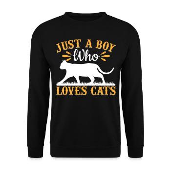 Cat Lover Cute Cat Owner I Just A Boy Who Loves Ca - Unisex Sweatshirt - black - Front - Alina (178cm) & Michal (187cm)