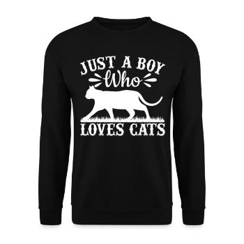 Cat Lover I Just A Boy Who Loves Cats - Unisex Sweatshirt - black - Front - Alina (178cm) & Michal (187cm)