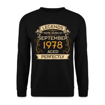 Birthday Legends est né en septembre 1978 - Sweat-shirt Unisexe - noir - Devant - Alina (178cm) & Michal (187cm)