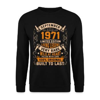 Légendes d’anniversaire 100% originales Septembre 1971 - Sweat-shirt Unisexe - noir - Devant - Alina (178cm) & Michal (187cm)