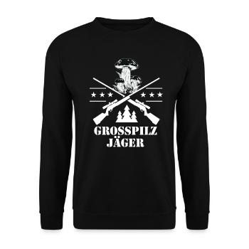 Pilze sammeln Schwammerl suchen für Pilzsammler - Unisex Pullover - Schwarz - Vorne - Alina (178cm) & Michal (187cm)