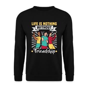 Friendship gift for good friend - Unisex Sweatshirt - black - Front - Alina (178cm) & Michal (187cm)