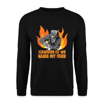 Schweißer Spruch Design für Metallbauer - Unisex Pullover - Schwarz - Vorne - Alina (178cm) & Michal (187cm)