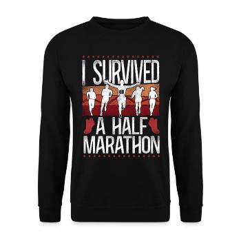 Running Runner Half Marathon - Unisex Pullover - Schwarz - Vorne - Alina (178cm) & Michal (187cm)