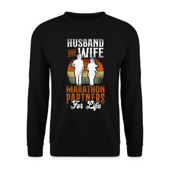 Running Runner Semi-Marathon - Sweat-shirt Unisexe - noir - Devant - Alina (178cm) & Michal (187cm)