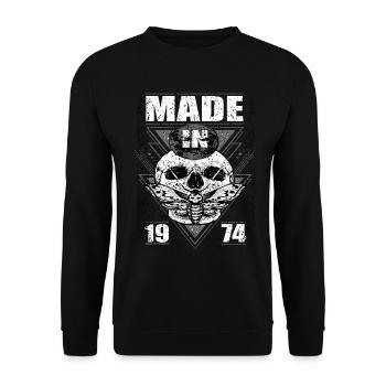 Made in 1974 Vintage Retro Limited Edition - Unisex Pullover - Schwarz - Vorne - Alina (178cm) & Michal (187cm)