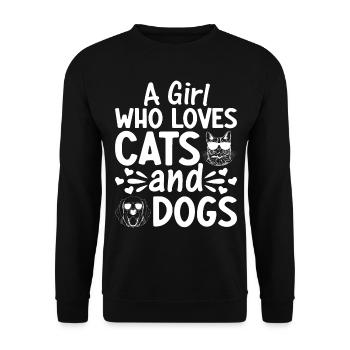 Amoureux des chiens Fille Amoureux des chats I a - Sweat-shirt Unisexe - noir - Devant - Alina (178cm) & Michal (187cm)