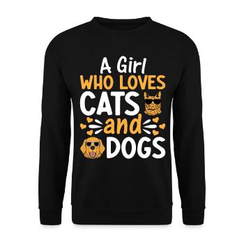 Amoureux des chats Filles Amoureux des chiens I Une fille qui aime les chats - Sweat-shirt Unisexe - noir - Devant - Alina (178cm) & Michal (187cm)