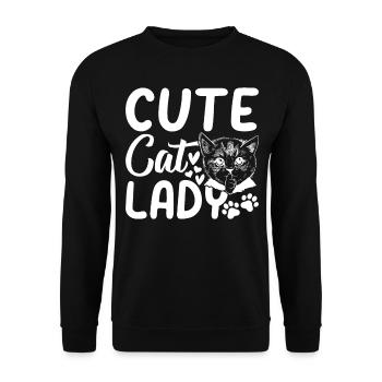 Niedliche Katzendame Niedliche Katzenliebhaberin K - Unisex Pullover - Schwarz - Vorne - Alina (178cm) & Michal (187cm)