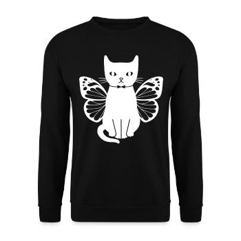 Katzen mit Schmetterlingen Niedliche Katzen Katzen - Unisex Pullover - Schwarz - Vorne - Alina (178cm) & Michal (187cm)