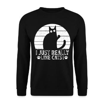 Cat lovers Funny cats I like cats - Unisex Sweatshirt - black - Front - Alina (178cm) & Michal (187cm)