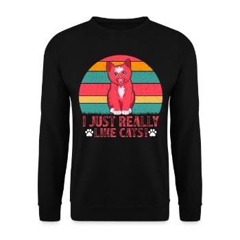 Cat lovers Cat owner I like cats - Unisex Sweatshirt - black - Front - Alina (178cm) & Michal (187cm)