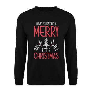Gönnen Sie sich ein frohes kleines Weihnachtsfest - Unisex Pullover - Schwarz - Vorne - Alina (178cm) & Michal (187cm)