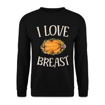 Ich liebe Breast Apple Pie Gobble Feier - Unisex Pullover - Schwarz - Vorne - Alina (178cm) & Michal (187cm)
