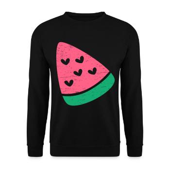 Coeur Pastèque Été Fruit Berry sans pépins - Sweat-shirt Unisexe - noir - Devant - Alina (178cm) & Michal (187cm)