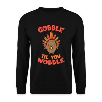 Gobble Til You Wobble Apfelkuchen Gobble Feier - Unisex Pullover - Schwarz - Vorne - Alina (178cm) & Michal (187cm)