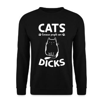 Katzen Weil Menschen Schwänze sind Ich Katzenbesit - Unisex Pullover - Schwarz - Vorne - Alina (178cm) & Michal (187cm)