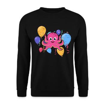 Herz-Oktopus-Valentinstag für einen Seekaucher - Unisex Pullover - Schwarz - Vorne - Alina (178cm) & Michal (187cm)